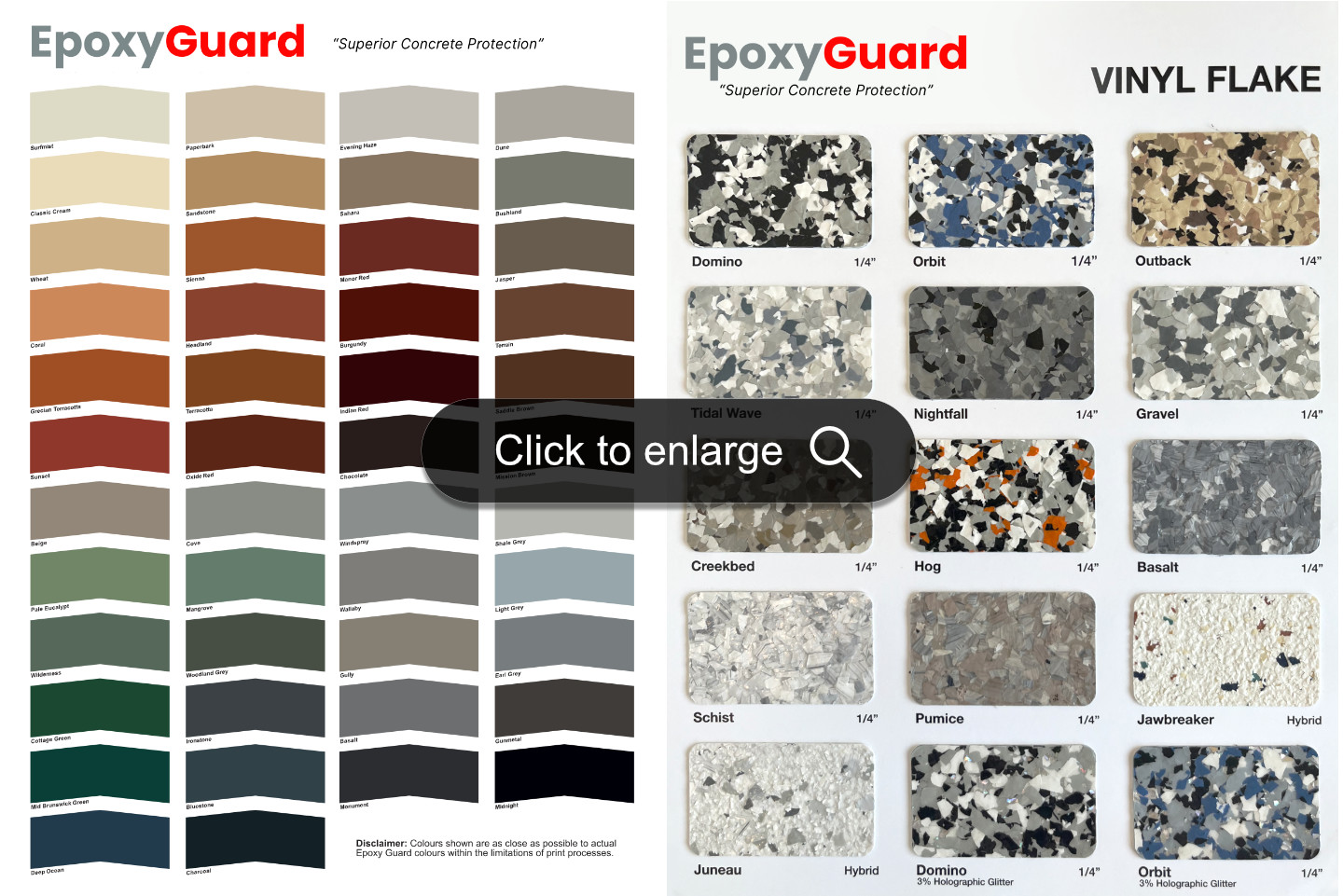 Epoxy Guard colour chart